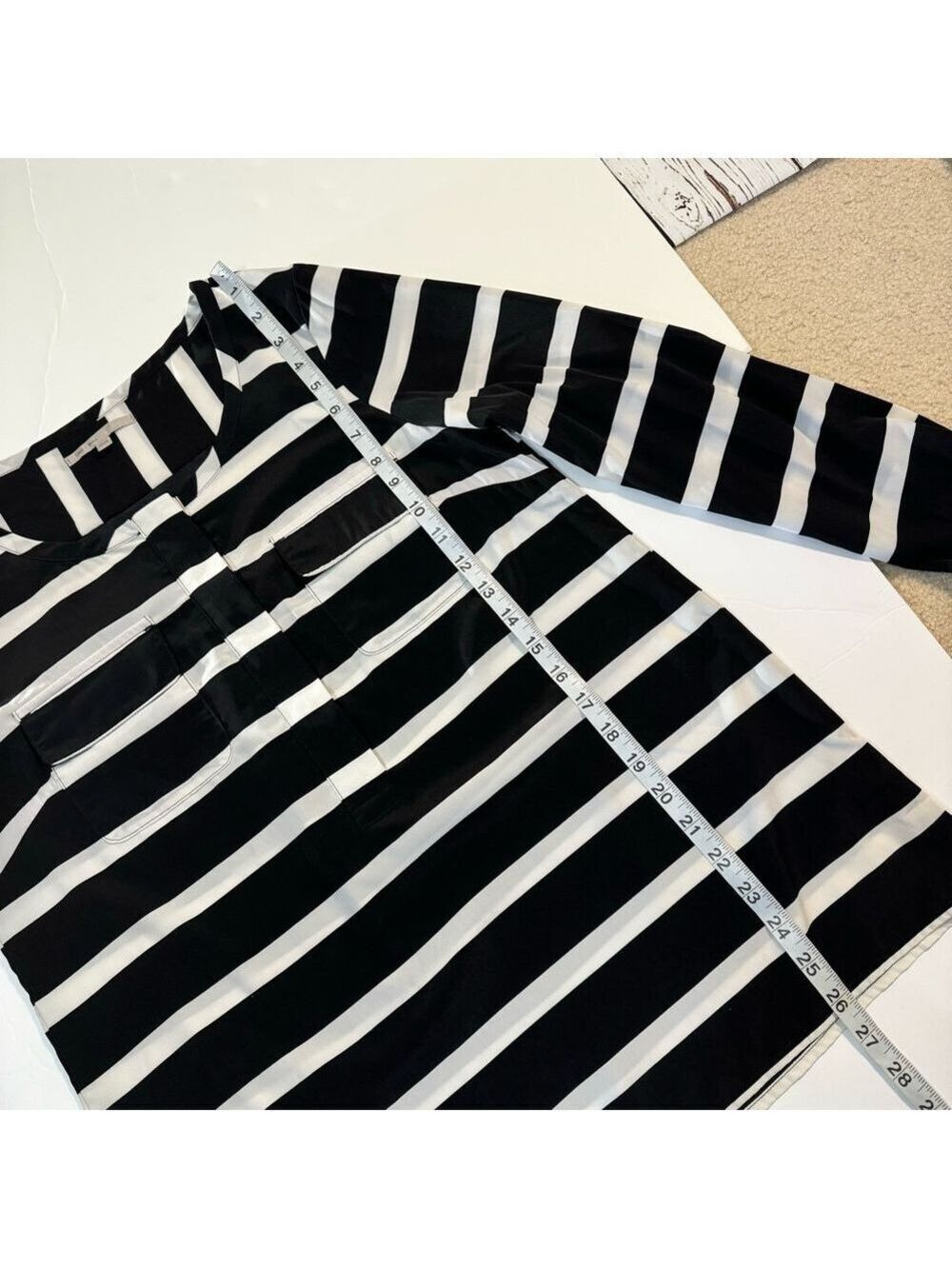 Gap Black and White Striped Top with Chest Pockets Small - Picture 7 of 10